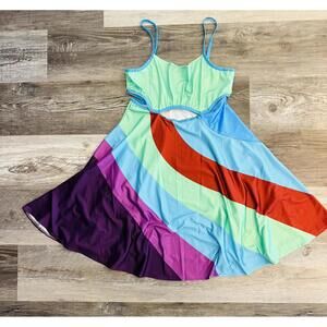 13 Going on 30 Themed Tie-Dye Spaghetti Dress with Cutout Detail Size Large